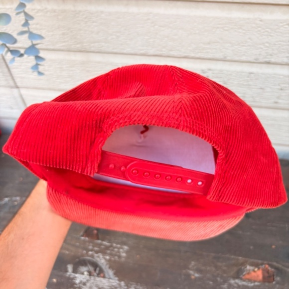 Vintage MASSEY FERGUSSON trucker hat corduroy red PATCH snapback - Picture 5 of 5